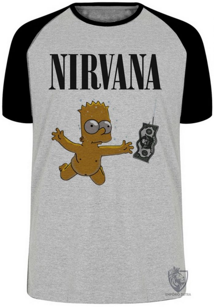 Emporio Dutra Camiseta Raglan Nirvana Bart Simpsons